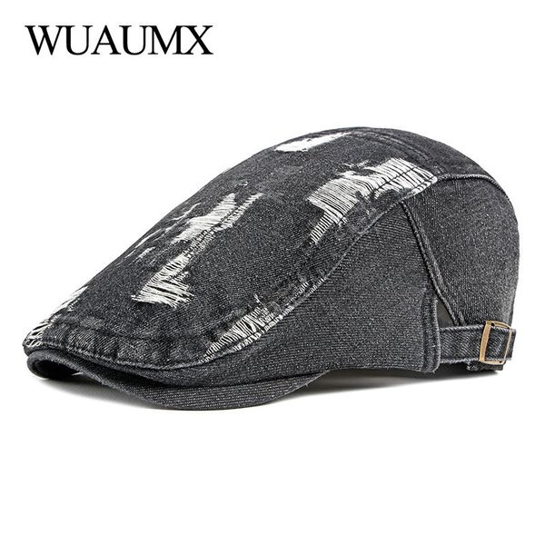 wuaumx retro casual mens hats denim berets hat women washed cotton duckbill visors herringbone flat caps spring summer, Blue;gray
wuaumx retro casual mens hats denim berets hat women washed cotton duckbill visors herringbone flat caps spring summer, Blue;gray