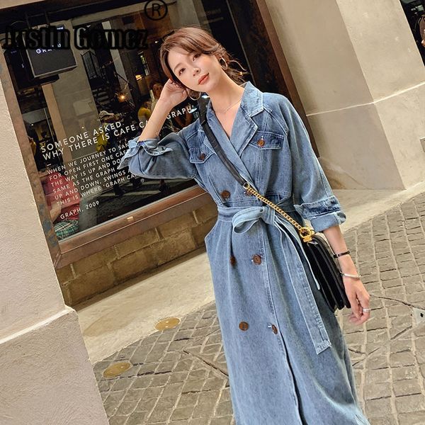 straight long sleeve denim trench coat oversized medium length coat women double-breasted tide female popular belt long, Tan;black
straight long sleeve denim trench coat oversized medium length coat women double-breasted tide female popular belt long, Tan;black