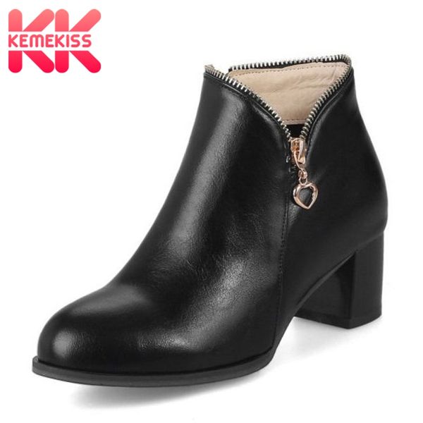 kemekiss women ankle boots fashion zipper winter shoes for women round toe square heels solid color warm footwear size 33-43, Black
kemekiss women ankle boots fashion zipper winter shoes for women round toe square heels solid color warm footwear size 33-43, Black