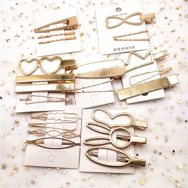 3pcs / set metal hair clips women hairpin girls hairpins pin bobby pin hairpin hair accessories dropship new arrival, Golden;white