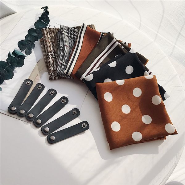 2019 small square scarf female decorative scarf literary small scarves 50cm wild wave point chiffon handkerchief with leather buckle dhl, Blue;gray
2019 small square scarf female decorative scarf literary small scarves 50cm wild wave point chiffon handkerchief with leather buckle dhl, Blue;gray