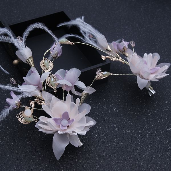 korean light purple silk yarn flower feather bride hairgrips hair hand wedding hair ornament bridal tiara, Golden;white
korean light purple silk yarn flower feather bride hairgrips hair hand wedding hair ornament bridal tiara, Golden;white