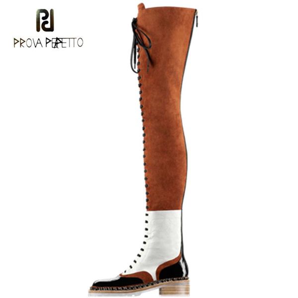 prova perfetto fashion over the knee boots women metal chain cross tied low heel boots suede leather patchwork long, Black
prova perfetto fashion over the knee boots women metal chain cross tied low heel boots suede leather patchwork long, Black