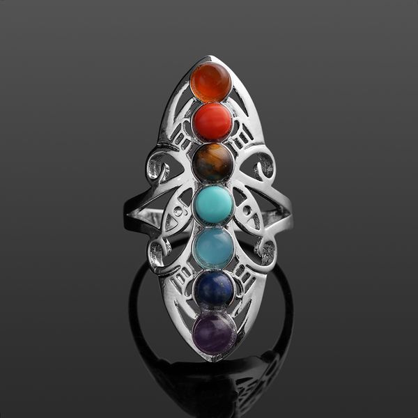 1 piece classical fashion silver color plated 7 chakra healing hollow stones adjustable ring thumb reiki gem ring jewelry
1 piece classical fashion silver color plated 7 chakra healing hollow stones adjustable ring thumb reiki gem ring jewelry