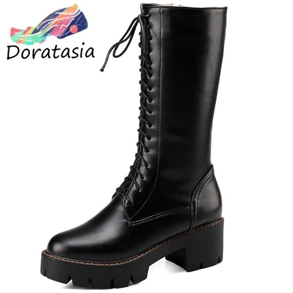 doratasia new girl comfort mid-calf platform boots fashion elegant lace-up boots women solid high chunky heel shoes woman, Black
doratasia new girl comfort mid-calf platform boots fashion elegant lace-up boots women solid high chunky heel shoes woman, Black