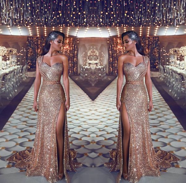 2019 luxury one shoulder mermaid evening dresses sparkly sequined prom beaded sash party gown front split formal occasion dresses, Black;red
2019 luxury one shoulder mermaid evening dresses sparkly sequined prom beaded sash party gown front split formal occasion dresses, Black;red