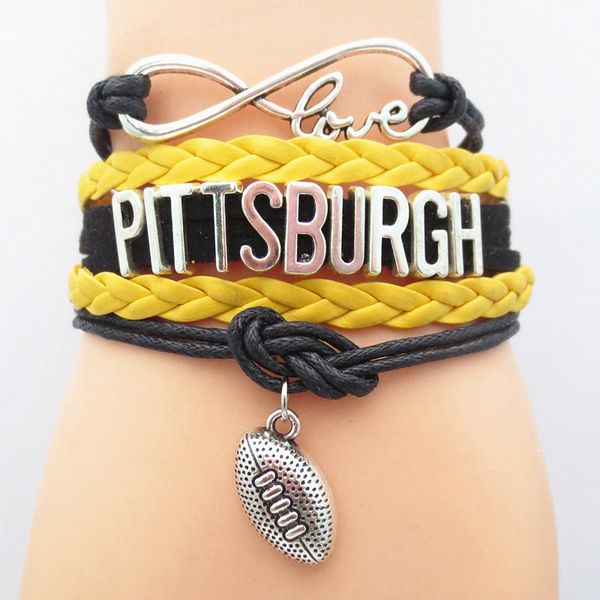 Infinity Love Pittsburgh State Steelers Football Sports Team Bracelet black yellow Sport friendship Bracelets B09030
Infinity Love Pittsburgh State Steelers Football Sports Team Bracelet black yellow Sport friendship Bracelets B09030