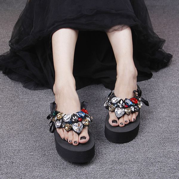 summer color love gem crystal slippers bowknot bright gem muffin platform wedges, Black;grey
summer color love gem crystal slippers bowknot bright gem muffin platform wedges, Black;grey
