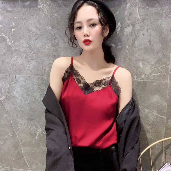 women's tanks & camis red lace crop women short sleeve camisole female loose casual tank sleeveless clubbing, White
women's tanks & camis red lace crop women short sleeve camisole female loose casual tank sleeveless clubbing, White