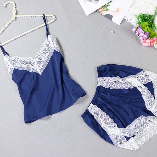 dropship sleep lounge pajama set satin sleepwear women summer pyjama femme fashion lace pa pajamas with chest pad f1215, Blue;gray
dropship sleep lounge pajama set satin sleepwear women summer pyjama femme fashion lace pa pajamas with chest pad f1215, Blue;gray