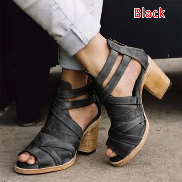 litthing retro women summer sandals solid flock peep toe buckle plus size gladiator vintage high square heels shoes women, Black
litthing retro women summer sandals solid flock peep toe buckle plus size gladiator vintage high square heels shoes women, Black