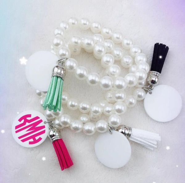 monogram acrylic pendant pearl beaded tassel bracelet personalized pearl tassel acrylic pendant bracelet, Black
monogram acrylic pendant pearl beaded tassel bracelet personalized pearl tassel acrylic pendant bracelet, Black