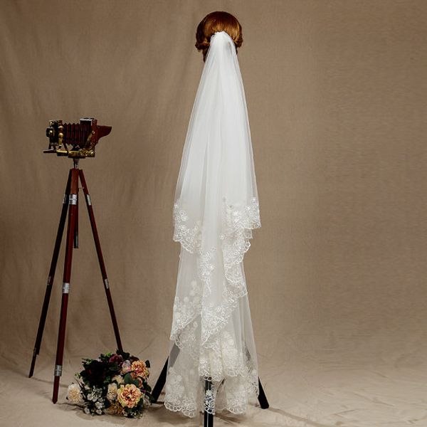 new elegant popular white ivory wedding veils two-layer lace applique edge waltz length fashion bridal veils, Black
new elegant popular white ivory wedding veils two-layer lace applique edge waltz length fashion bridal veils, Black