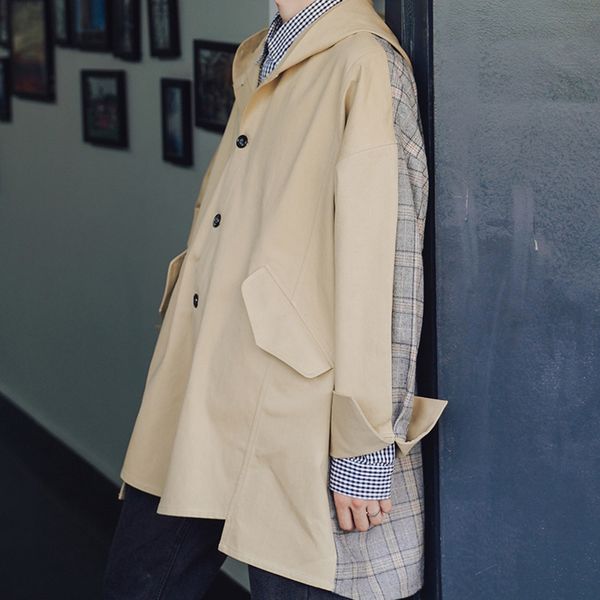 ewq / autumn winter 2019 patchwork plaid with hooded long sleeve open stitch loose coat man's vintage style personality fs929, Black;brown
ewq / autumn winter 2019 patchwork plaid with hooded long sleeve open stitch loose coat man's vintage style personality fs929, Black;brown