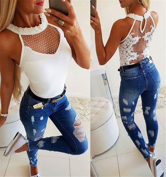 lace women summer vest tshirts hollow out o-neck casual sleeveless panelled tees womens clothing, White 
lace women summer vest tshirts hollow out o-neck casual sleeveless panelled tees womens clothing, White