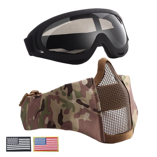 hunting masks breathable half metal steel mesh face mask uv400 goggles+armband set for hunting paintball, Black
hunting masks breathable half metal steel mesh face mask uv400 goggles+armband set for hunting paintball, Black