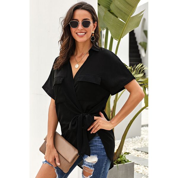 pure ying shi color shirt female lapel short sleeve one's waist frenulum asymmetric easy jacket 252251, Red;white
pure ying shi color shirt female lapel short sleeve one's waist frenulum asymmetric easy jacket 252251, Red;white