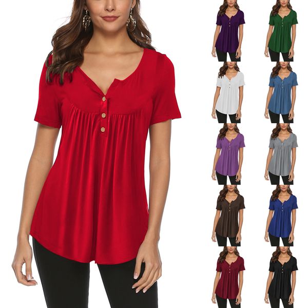 spot 2021 european fashion casual round neck button solid color pullover short-sleeved t-shirt, support mixed batch, White
spot 2021 european fashion casual round neck button solid color pullover short-sleeved t-shirt, support mixed batch, White