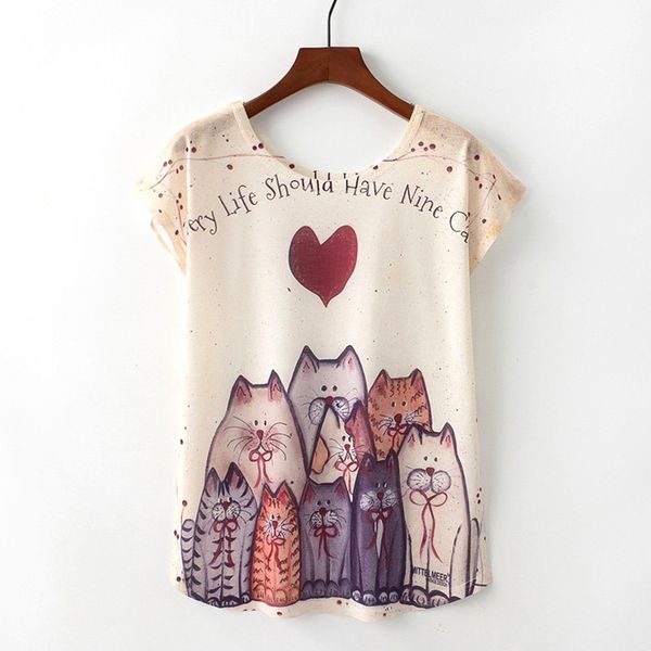 summer novelty women t shirt harajuku kawaii cute style nice cat print t-shirt new short sleeve size l xl, White
summer novelty women t shirt harajuku kawaii cute style nice cat print t-shirt new short sleeve size l xl, White