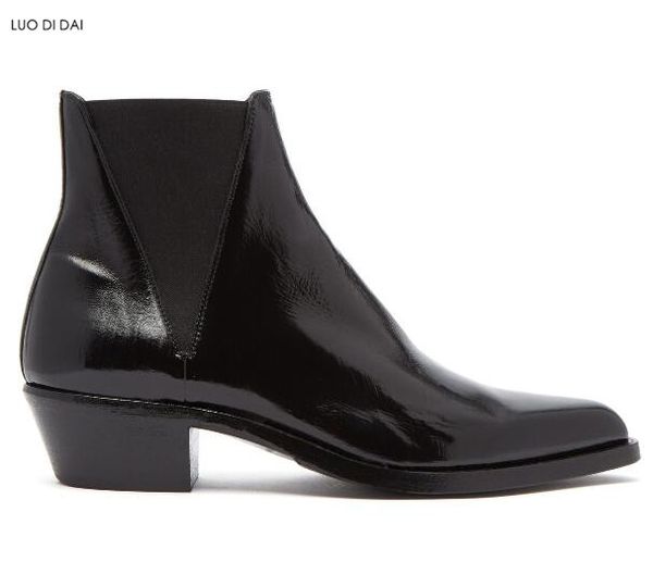 2019 new fashion men boots slip on boots male party shoes med heel 5cm ankle booties pointed toe western men, Black
2019 new fashion men boots slip on boots male party shoes med heel 5cm ankle booties pointed toe western men, Black