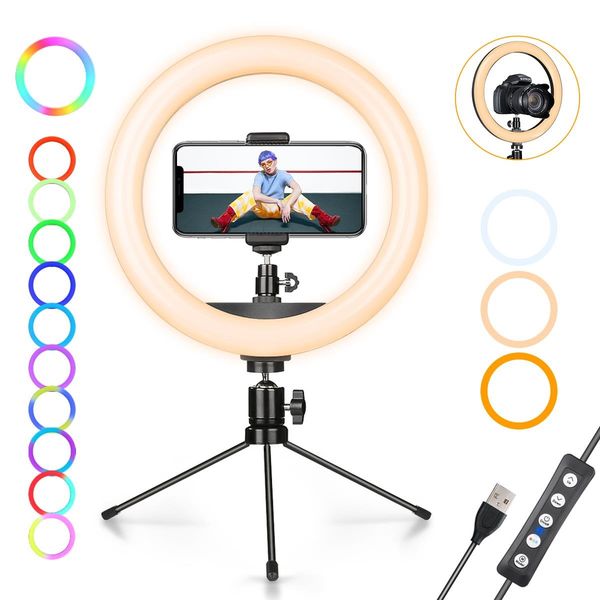 10-дюймовый 5 в 1 led rgb красочные вспышки лампы dimmable ring light live video fill light регулируемая ослепительный селфи с треногой usb
10-дюймовый 5 в 1 led rgb красочные вспышки лампы dimmable ring light live video fill light регулируемая ослепительный селфи с треногой usb