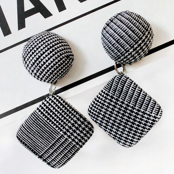 elegant dangle earring black white plaid velvet fabric square drop earrings for women cloth jewelry fspes161, Silver
elegant dangle earring black white plaid velvet fabric square drop earrings for women cloth jewelry fspes161, Silver