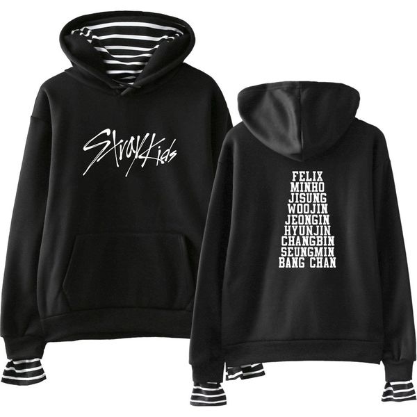 kpop stray kids fake two piece hoodies women men harajuku hip hop sweatshirt straykids all member names printed fleece clothes, Black
kpop stray kids fake two piece hoodies women men harajuku hip hop sweatshirt straykids all member names printed fleece clothes, Black