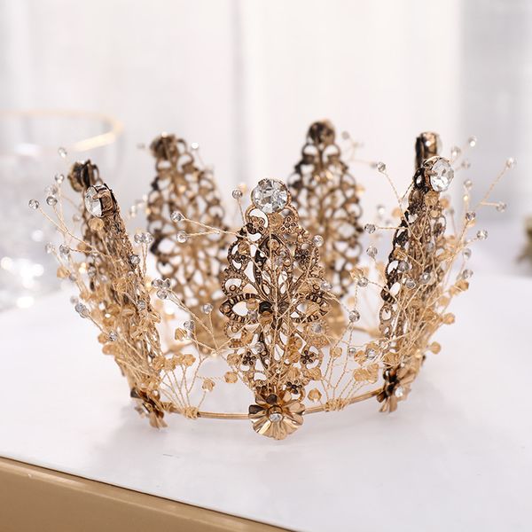 vintage baroque black crystal rhinestone bridal diadem headpiece full circle tiara and crown wedding hair jewelry accessories jl mx200720, White;golden
vintage baroque black crystal rhinestone bridal diadem headpiece full circle tiara and crown wedding hair jewelry accessories jl mx200720, White;golden