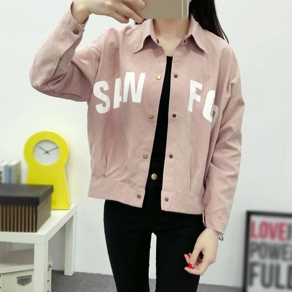 women letter printed long sleeve casual jacket autumn fashion loose lapel coat ladies sweet jackets outerwear, Black;brown
women letter printed long sleeve casual jacket autumn fashion loose lapel coat ladies sweet jackets outerwear, Black;brown