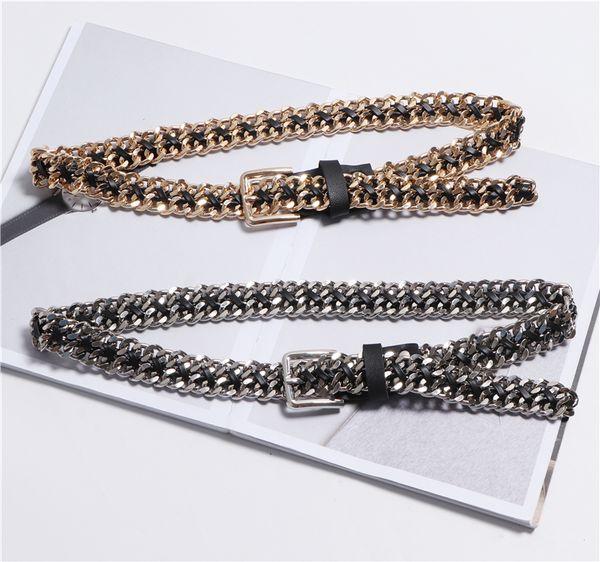 women punk silver gold chian belt on pants runway brand designer belts waistband new 2019 cinturon mujer t200327, Black;brown
women punk silver gold chian belt on pants runway brand designer belts waistband new 2019 cinturon mujer t200327, Black;brown