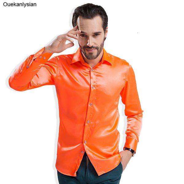 ouekanlysian luxury silk satin shirt men long sleeve crystal like button formal dress shirt business casual orange purple, White;black
ouekanlysian luxury silk satin shirt men long sleeve crystal like button formal dress shirt business casual orange purple, White;black