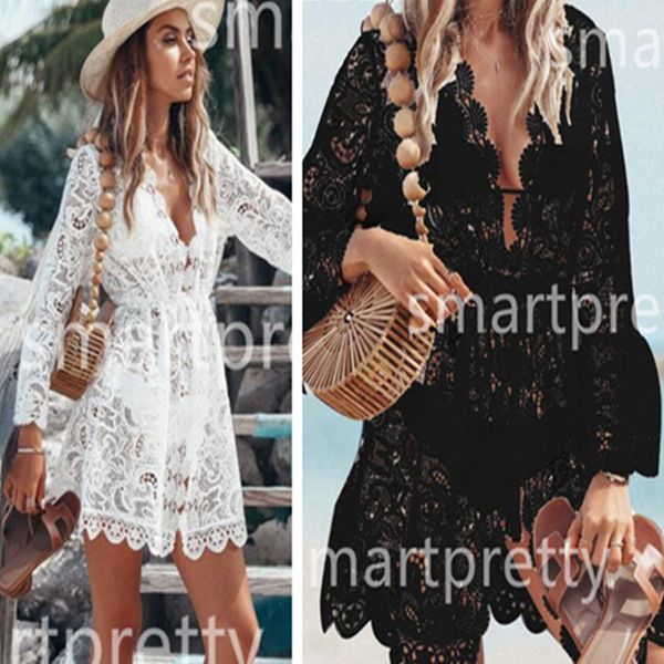 2020 women floral lace bikini cover up hollow crochet swimsuit bikinis covers overall bath suit swimwear beachwear tunic beach dress ly314, White
2020 women floral lace bikini cover up hollow crochet swimsuit bikinis covers overall bath suit swimwear beachwear tunic beach dress ly314, White
