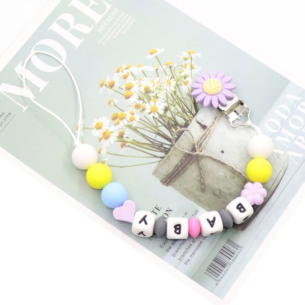 new diy silicone baby pacifier clip personalised name colorful pacifier chain for baby teething soother chew toy dummy clips
new diy silicone baby pacifier clip personalised name colorful pacifier chain for baby teething soother chew toy dummy clips