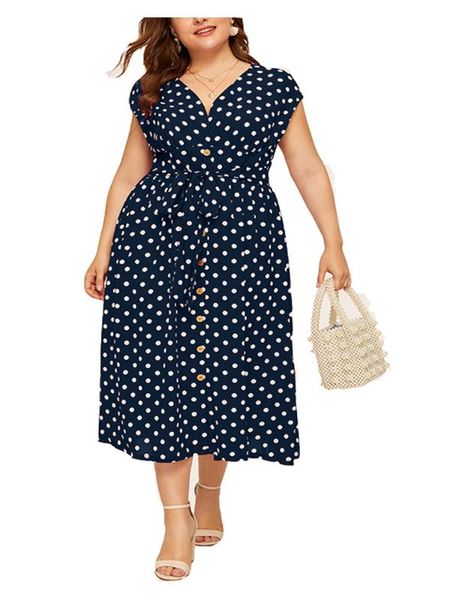 v-neck plus size polka dot dress summer woman female women dress slim waist big size sleeveless maxi long cardigan clothing, Black;gray
v-neck plus size polka dot dress summer woman female women dress slim waist big size sleeveless maxi long cardigan clothing, Black;gray