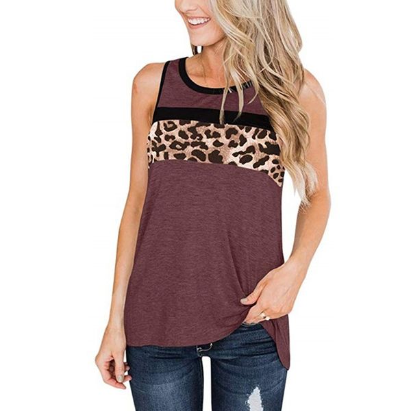 new women summer t-shirt fashion leopard print round neck sleeveless stitching leopard vest ladies loose casual tank, White
new women summer t-shirt fashion leopard print round neck sleeveless stitching leopard vest ladies loose casual tank, White