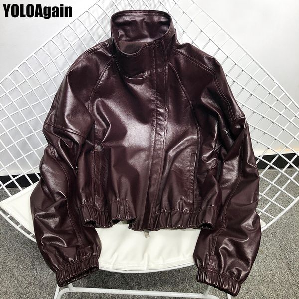 yoloagain women genuine leather jacket stand collar batwing sleeve real leather jacket ladies, Black
yoloagain women genuine leather jacket stand collar batwing sleeve real leather jacket ladies, Black