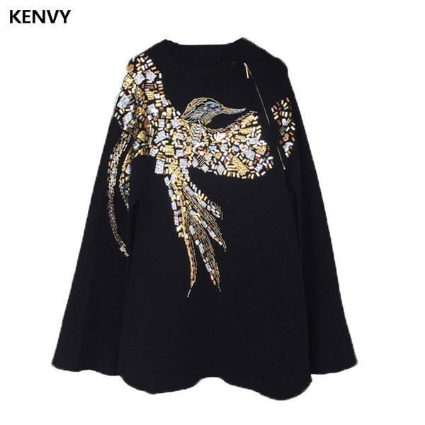 kenvy brand high-end luxury women's fashion hand-sequined embroidery england eagle knittedcloak shawl sweater coat, Black
kenvy brand high-end luxury women's fashion hand-sequined embroidery england eagle knittedcloak shawl sweater coat, Black