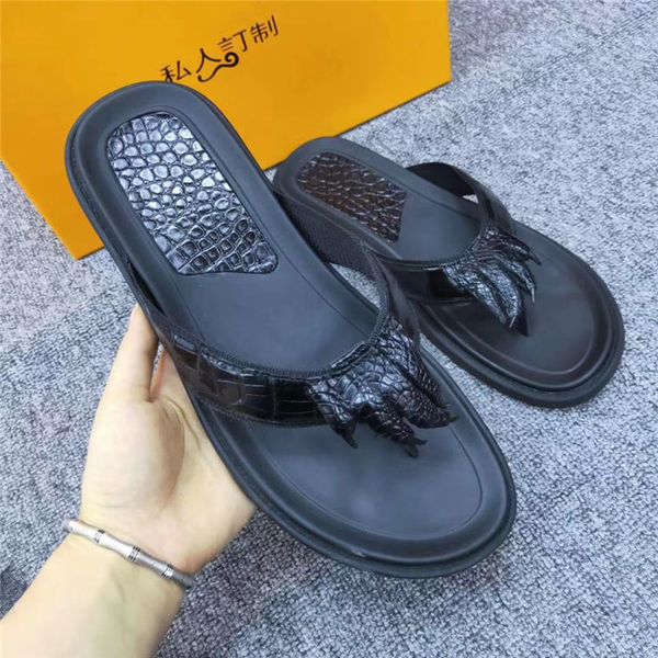 authentic alligator claw soft rubble sole men casual flip-flops genuine exotic crocodile skin leather male slippers, Black
authentic alligator claw soft rubble sole men casual flip-flops genuine exotic crocodile skin leather male slippers, Black