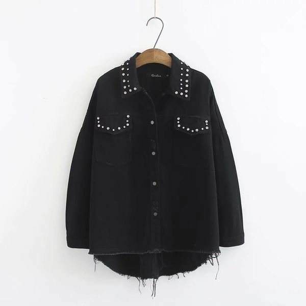 fashion women beading decoration black denim coat leisure female long sleeves 2019 autumn loose outerwear c708, Black;brown
fashion women beading decoration black denim coat leisure female long sleeves 2019 autumn loose outerwear c708, Black;brown