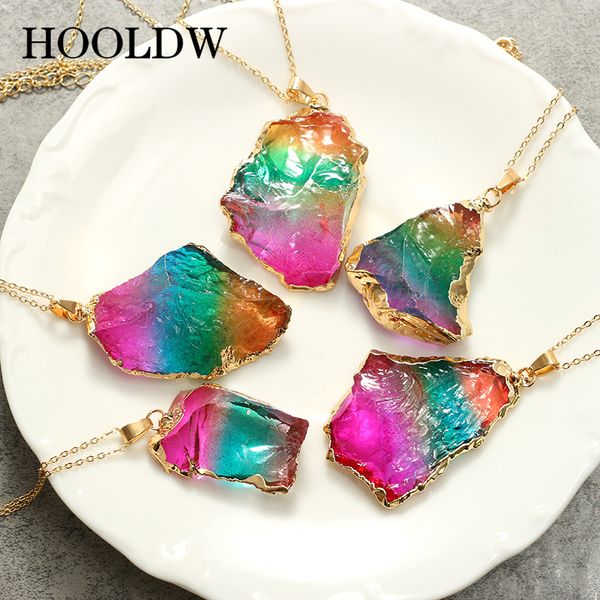 hooldw new rainbow natural stone quartz pendant necklace colorful irregular crystal stone pendants gold side necklaces women, Silver
hooldw new rainbow natural stone quartz pendant necklace colorful irregular crystal stone pendants gold side necklaces women, Silver