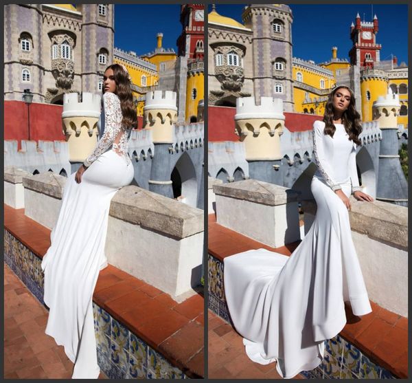 2019 new mila nova mermaid wedding dresses bateau neck lace back long sleeve bridal gowns sweep train robe de mariée beach wedding dress, White
2019 new mila nova mermaid wedding dresses bateau neck lace back long sleeve bridal gowns sweep train robe de mariée beach wedding dress, White