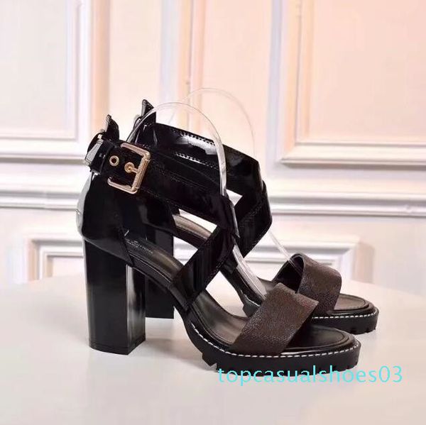 

новый роскошный высокий каблуки кожа сандал suede mid-пятка 9.5cm женщины дизайнер сандалии высокие каблуки summer sexy сандалии размер 35-4, Black