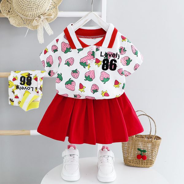 summer baby girl outfit little girls strawberry print lapel short sleeve t-shirt+skirt two piece set toddler cotton casual suit, White
summer baby girl outfit little girls strawberry print lapel short sleeve t-shirt+skirt two piece set toddler cotton casual suit, White
