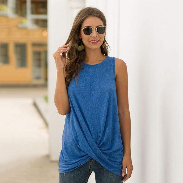 2020 summer new women's explosive casual round neck sleeveless fold stitching t-shirt top, White
2020 summer new women's explosive casual round neck sleeveless fold stitching t-shirt top, White