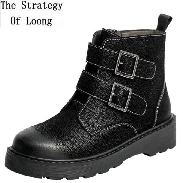 british style wild spring autumn women metal buckle belt sewing short equestrian boots winter ladies plush ankle boots 191210, Black
british style wild spring autumn women metal buckle belt sewing short equestrian boots winter ladies plush ankle boots 191210, Black