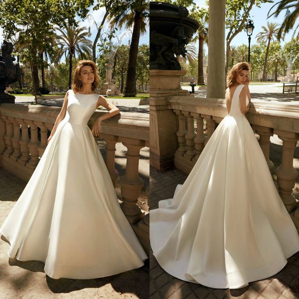 satin elegant wedding dresses jewel neck a line backless modest robe de mariee ruffles bohemian country boho wedding dress bridal gowns, White
satin elegant wedding dresses jewel neck a line backless modest robe de mariee ruffles bohemian country boho wedding dress bridal gowns, White