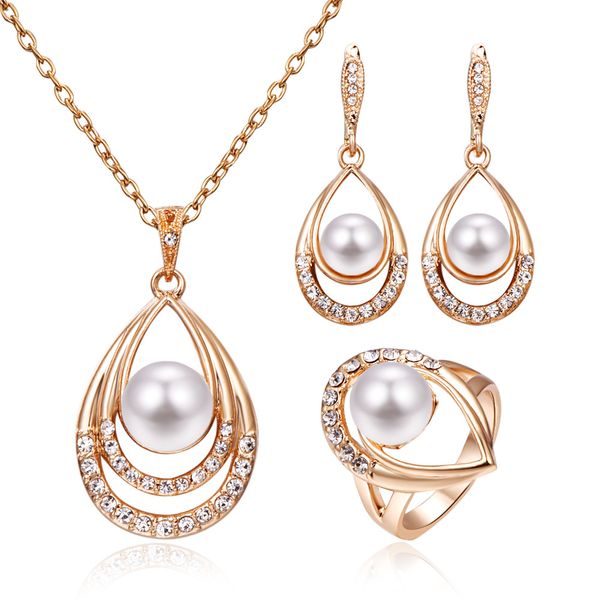 luxury pearl jewelry sets for women shiny gold color full rhinestone big water drop crystal pendant necklace earrings ring set, Silver
luxury pearl jewelry sets for women shiny gold color full rhinestone big water drop crystal pendant necklace earrings ring set, Silver