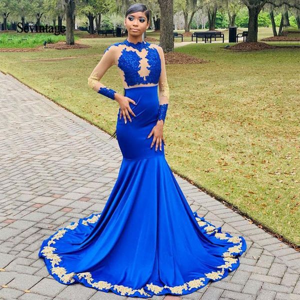 sevintage royal blue mermaid prom dresses 2020 gold lace prom gowns illusion long sleeve evening dress robe soiree dubai 2020, White;black
sevintage royal blue mermaid prom dresses 2020 gold lace prom gowns illusion long sleeve evening dress robe soiree dubai 2020, White;black