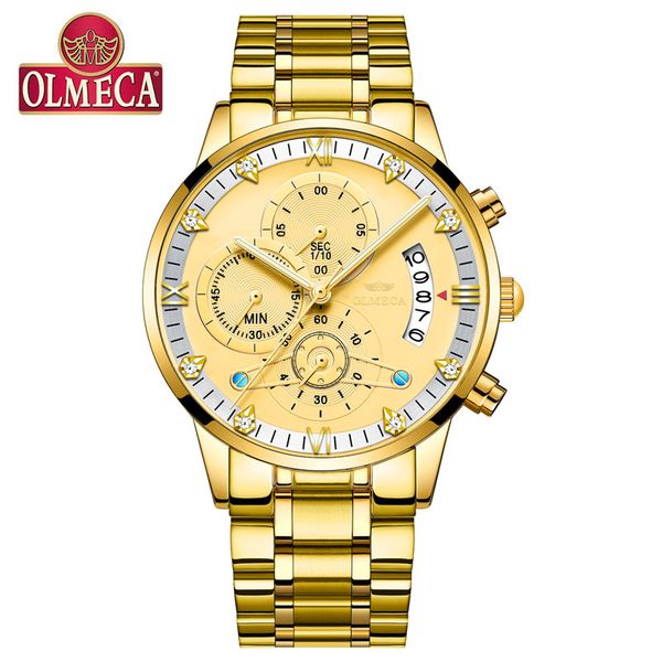 olmeca men watches stainless steel quartz watch male date chronograph waterproof clock wrist watch, Slivery;brown
olmeca men watches stainless steel quartz watch male date chronograph waterproof clock wrist watch, Slivery;brown