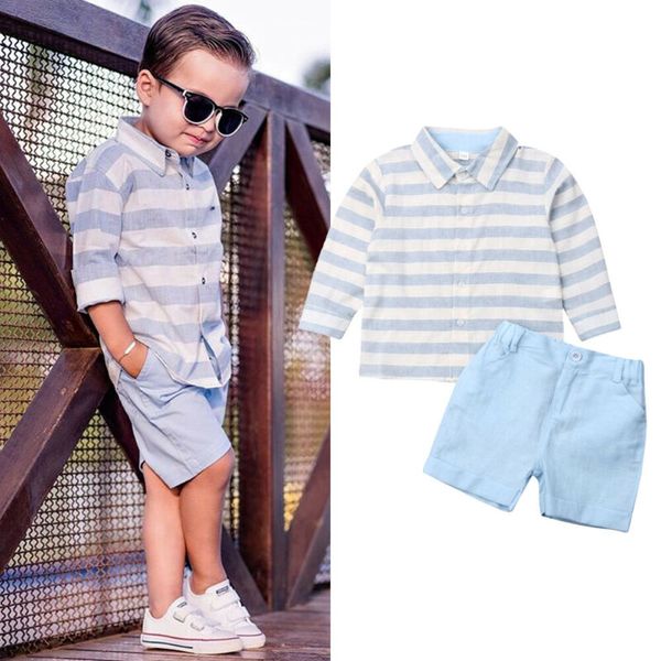 3-8y kids baby boy long sleeve striped shirt shorts pant bottom 2pcs summer casual gentleman suit clothes set, White
3-8y kids baby boy long sleeve striped shirt shorts pant bottom 2pcs summer casual gentleman suit clothes set, White